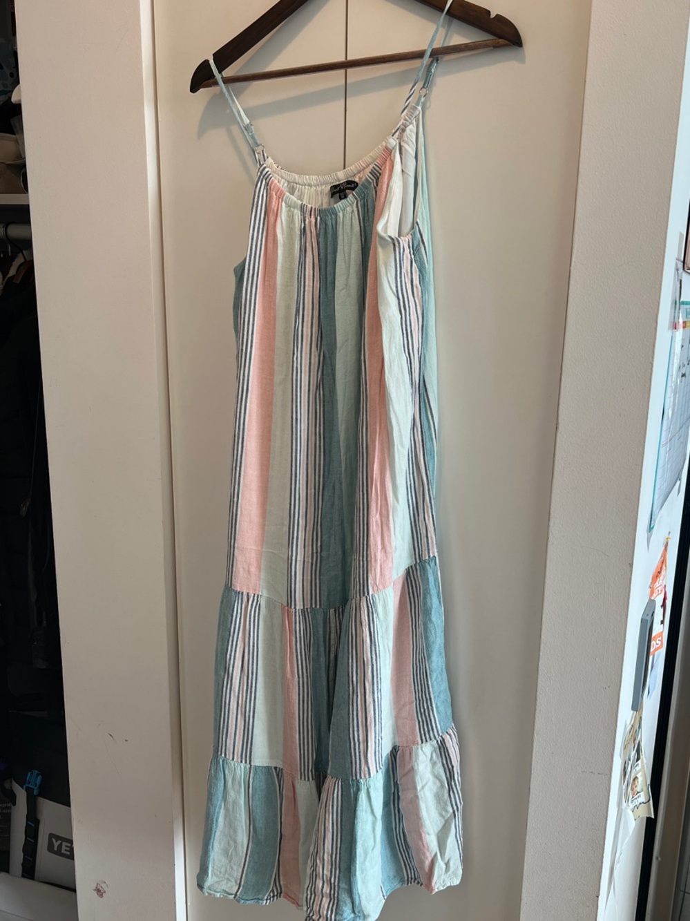 Velvet Heart Pastel Blue & Pink Striped Maxi Dress